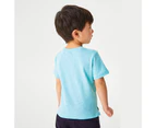 Baby and Kids Short Sleeve T-shirts Tops Cute Boys Girls Toddler Basic Tee Tops-Blue