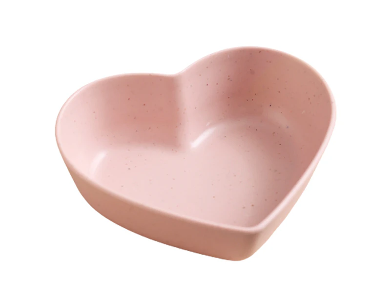 Dessert Dish Heart-shaped Stackable Drop Resistant Washable Sound Construction Pack Food Anti-deform Seasoning Plate for Dining Room-Pink