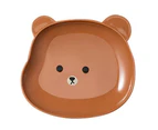 2Pcs Snack Plate Easy to Clean Plastic Cartoon Bear Shape Sauce Dish Plates Dinnerware Kitchen Gadget-Brown