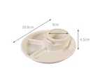 4 Grid Dinner Plate Food Contact Grade Compartment Design Plastic Portable Breakfast Tray Lunch Eating Dish Daily Use-White