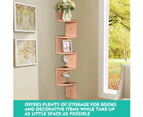 Levede 5 Tier Corner Wall Shelf Display Shelves DVD CD Storage Zig-tag Rack - Light Brown