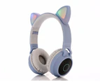 Cute Led Wireless Bluetooth 5.0 Headphones Kids Headset - Blue