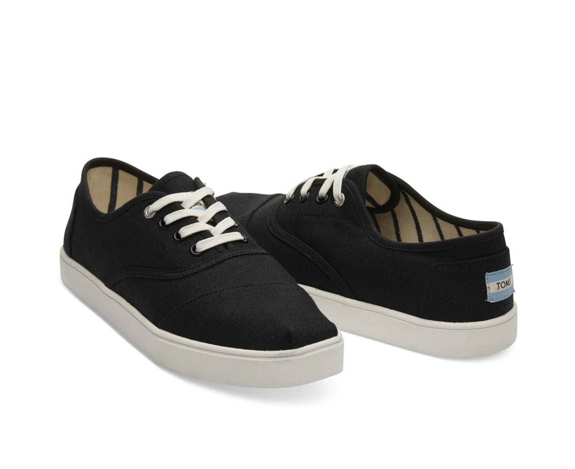 TOMS Heritage Mens Canvas Shoes Vegan Cordones Sneakers Lace Up Skate - Black