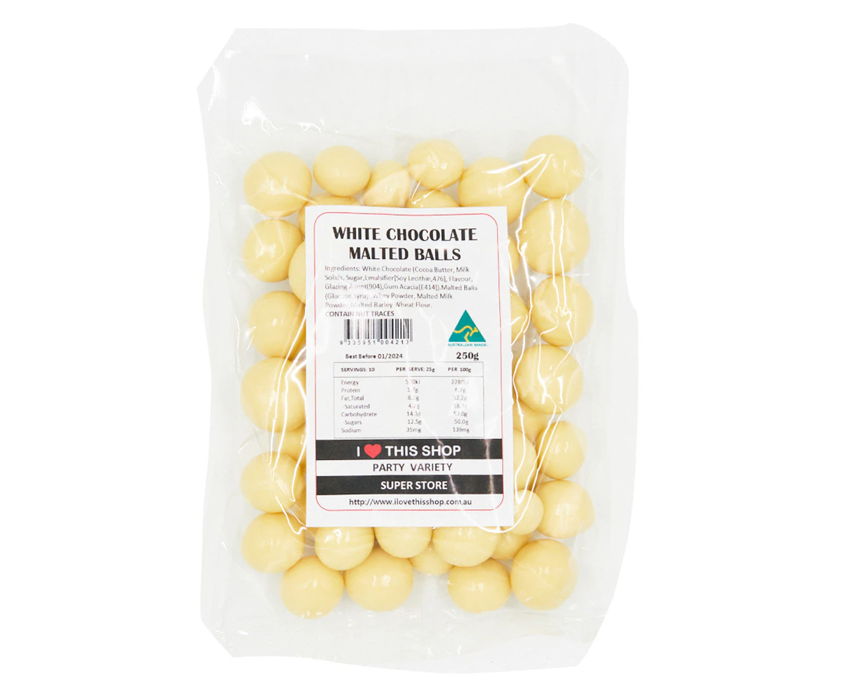 250g White Chocolate Malted Balls