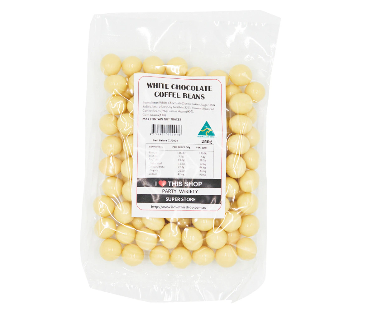 250g White Chocolate Coffee Beans