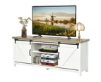 Giantex Wooden TV Stand Entertainment Unit w/Sliding Door Cabinet Center Media Console Table for Home & Office, White