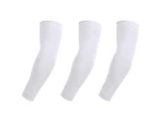 3 Pairs Cooling Sport Arm Stretch Sleeves Sun UV Protection Covers Cycling Golf - White