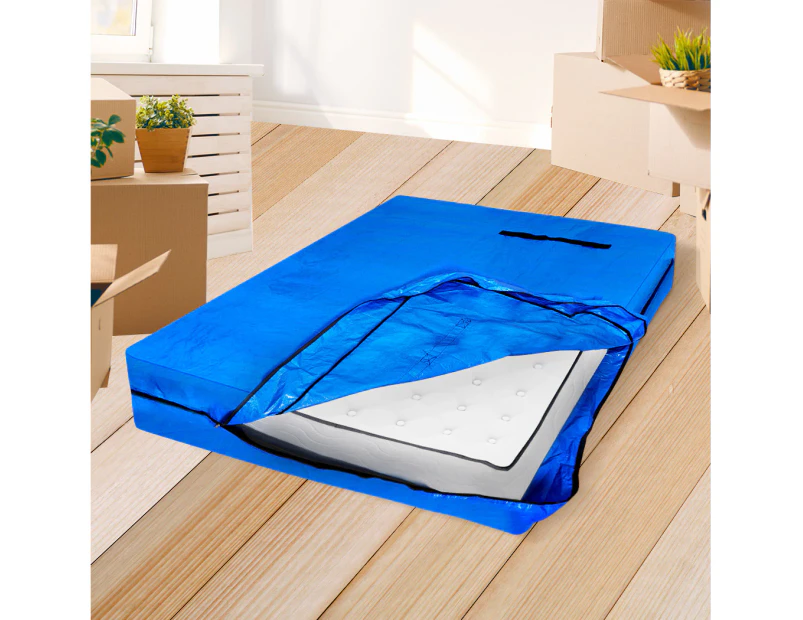 Dreamz Mattress Bag Protector Plastic Moving Storage Dust Cover Carry Double - Blue