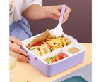 1 Set Bento Box Grid Design Large Capacity Micro-Wave Safe Leak-Proof Portable Children Astronaut Lunch Box with Sauce Box School Supplies-Purple