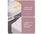 1 Set Bento Box Grid Design Large Capacity Micro-Wave Safe Leak-Proof Portable Children Astronaut Lunch Box with Sauce Box School Supplies-White