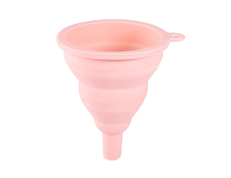 Kitchen Funnel Not Easily Deformed Foldable High Softness Toughness Dispense Liquid Silicone Collapsible Beer Funnel for Restaurant-Pink