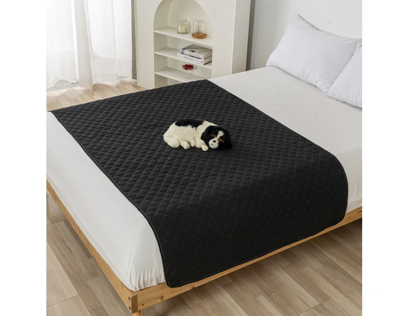 Water Repellent Quilted Mattress Bed Cover Fitted Sheet Dog Furniture Protector Black - L