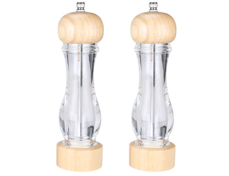 Acrylic Salt and Pepper Grinder , Manual Pepper Grinder- Wooden Shakers with Adjustable Ceramic Core-2pcsJD-MP012 carbon steel grinding core