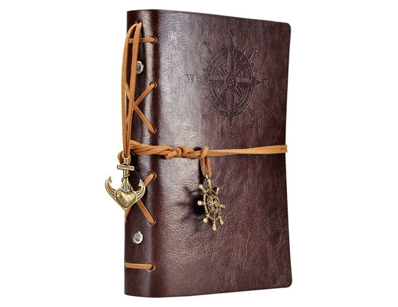 Writing Journal Spiral Notebook Diary Notepad Vintage Nautical Pirate Anchors PU Leather Retro Pendants Note Book Sketchbook