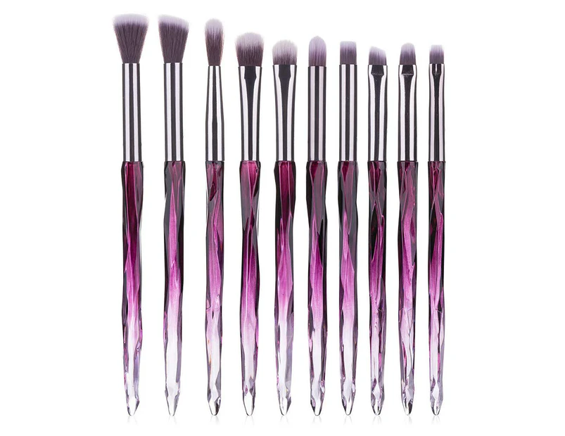 10 Pieces Purple Makeup Eye Brush Set,Diamond Handle Eyeshadow  Makeup Brushes,Professional Cosmetics Eyebrow Lip Make Up Tools-