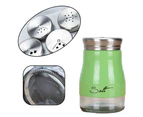 Stainless Steel Salt and Pepper Shakers with Glass Bottom, Modern Kitchen Accessories-green