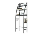 3 Tiers Black Bathroom Storage Rack Shelves Towel Rack Laundry Washing Machine Toilet Storage Shelf