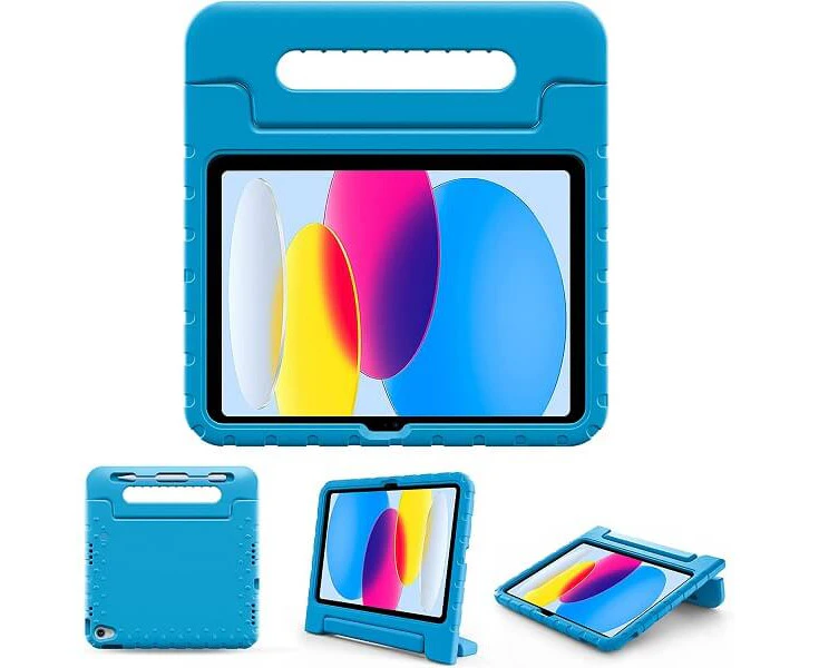 For Apple iPad 10th Gen kids Case, 10th Generation 10.9 inch 2022 Case, Kickstand Shockproof Protective Rugged Stand Kids Friendly Cover (Blue)