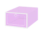 2Pcs Shoes Box with Heart Pull Ring Easy Assembly Plastic Drawer Type Shoes Case Home Storage - Purple