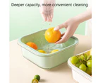 1 Set Drain Basket Multifunctional High Capacity Kitchen Tools Double Layer Vegetable Cleaning Colander for Home - Light Green