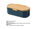 1 Set Seasoning Box Dust-proof Food Grade PP Detachable Spice Spoon Storage Container for Kitchen - Blue