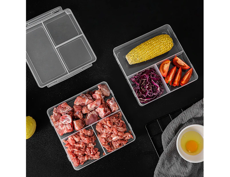 1.5L Fridge Bin Removable Lid Classified Square Anti-stick Refrigerator Meat Vegetable Storage Box Kitchenware Supplies - Transparent
