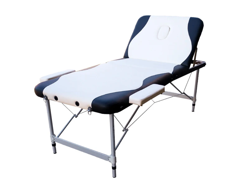 Portable Aluminium Massage Table 3 Fold Bed Therapy Waxing 80Cm White