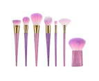 7pcs Nylon Fiber Makeup Brush Plastic Handle Cosmetics Powder Blush Brush For Women Girls (tm-002)
