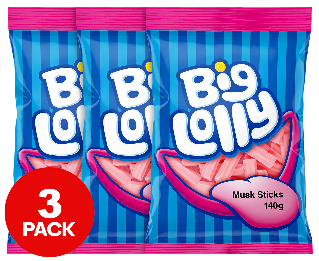 3 x Big Lolly Musk Sticks 140g