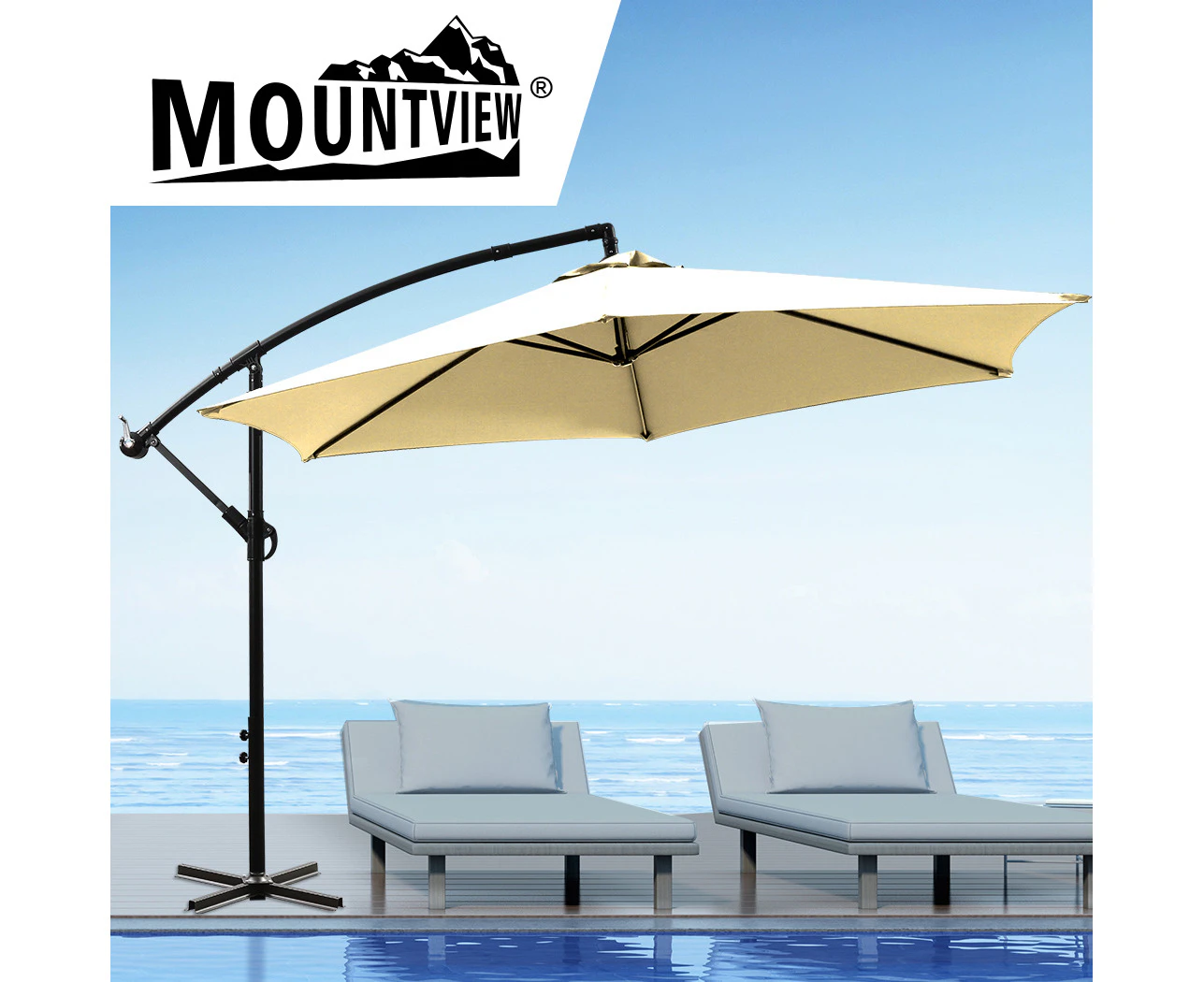 Mountview 3M Outdoor Umbrella Cantilever Garden Patio Beach Umbrellas Beige