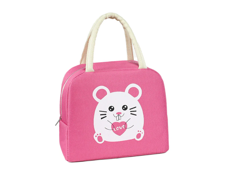 Cold Retention Thermal Insulated Bag Smooth Surface Oxford Cloth Reusable Functional Lunch Bag for Outdoor - Dark Pink