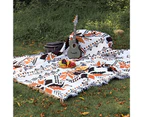 Knitted Blanket Fadeless Cozy Washable Ethnic Style Bohemia Keep Warm Orange Vintage Picnic Blanket for Outdoor - Orange