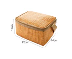 Rattan Lunch Bag Insulated Anti-deformed Tear Resistant Chic Large Capacity Food Storage Container for Picnic - Khaki