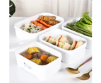 Rectangle/Square Bento Lunch Box Leakproof Food Preservation Container Crisper - White
