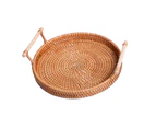 Rattan Tray Hand-Woven Convenient to Use Round Fruit Snacks Storage Basket for Living Room
