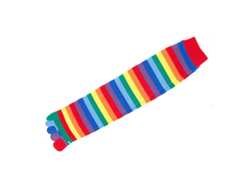 Womens Rainbow Five Finger Ladies Knee High Toe Socks Full Fingers 2-8 AU Stock