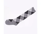 Knee High Socks Grey Diamond Check Ladies Long Womens AU Stock