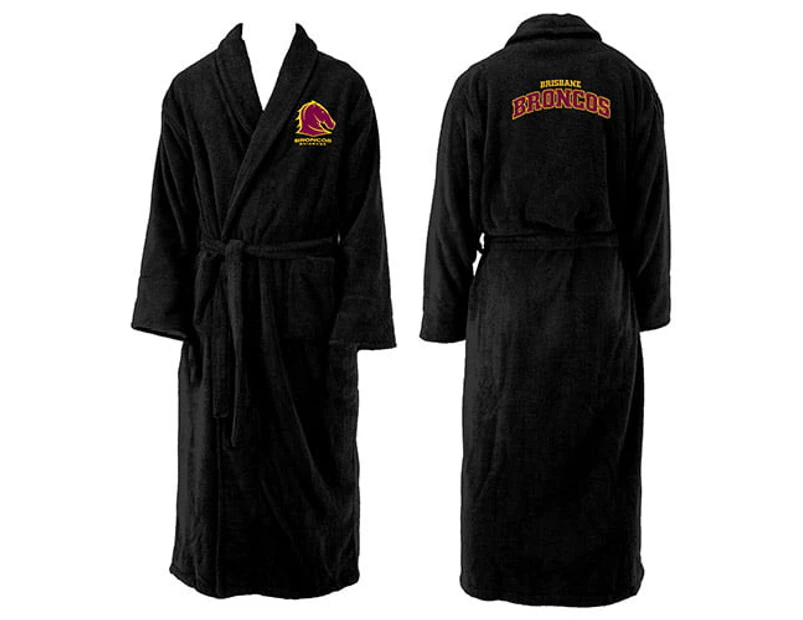 Brisbane Broncos NRL Adult Polyester Dressing Gown Bath Robe