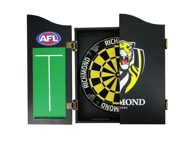 Richmond Tigers AFL Dart Board and Cabinet Set