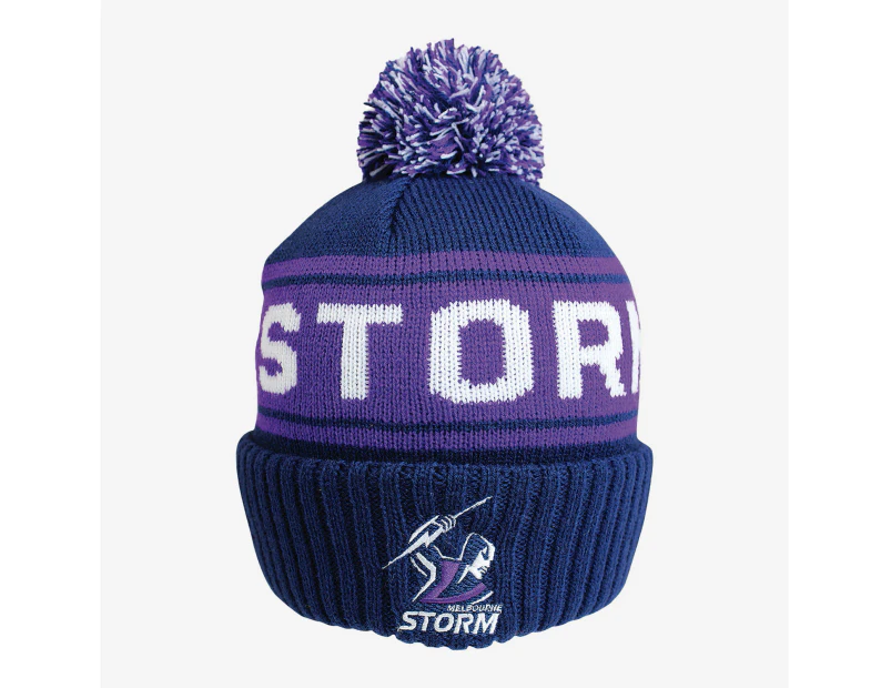 Melbourne Storm NRL Striker Pom Pom Knit Beanie Hat