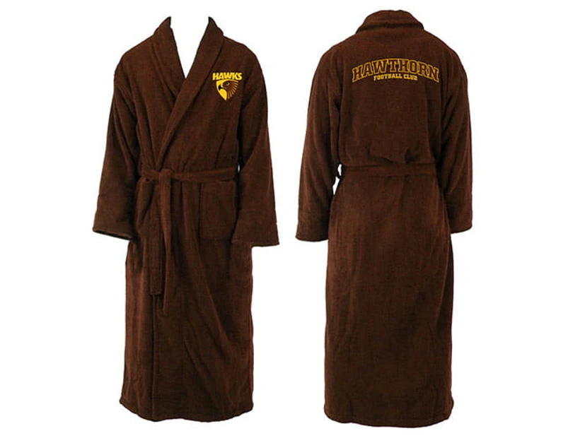Hawthorn Hawks AFL Adult Polyester Dressing Gown Bath Robe