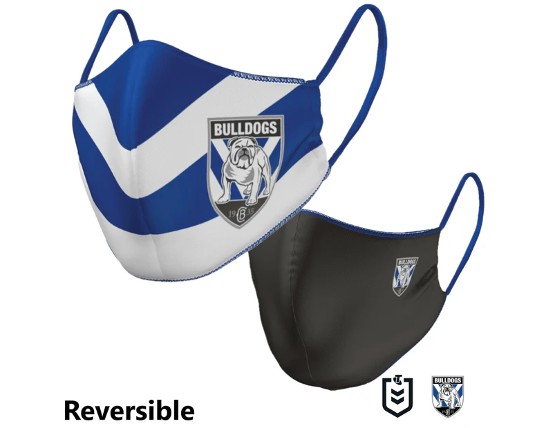 Canterbury Bulldogs NRL Small Adult Reversible Washable Face Mask