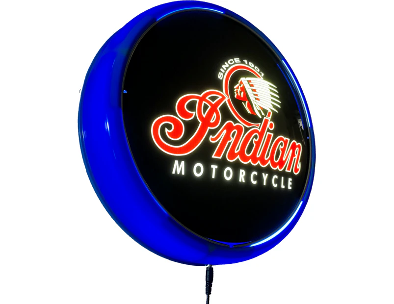 Indian Motorcycle LED Bar Lighting Wall Sign Light Button LIGHT BLUE