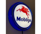 Mobilgas Mobil Fuel Petrol Bar Lighting Wall Sign Light Button Light Blue
