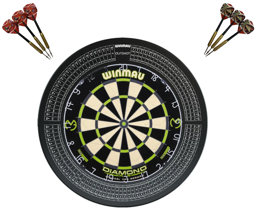 Winmau MvG Dart Board Michael Van Gerwen + OUTSHOT Dartboard Surround