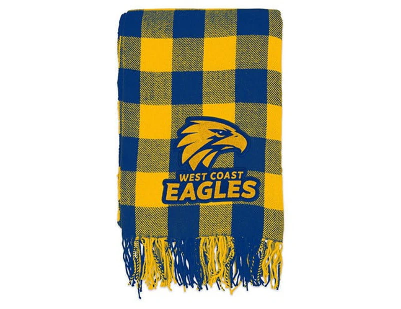 West Coast Eagles AFL TARTAN Fabric Large Throw Blanket