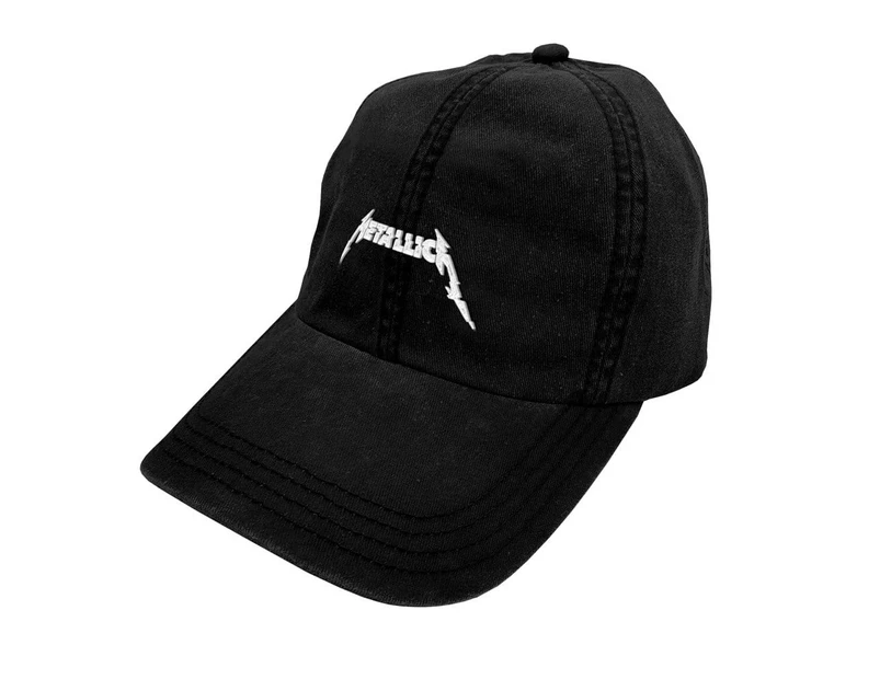 Metallica Washed Black Hat Cap White Logo