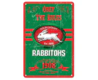 South Sydney Rabbitohs NRL Retro Tin Wall Sign Obey The Rules