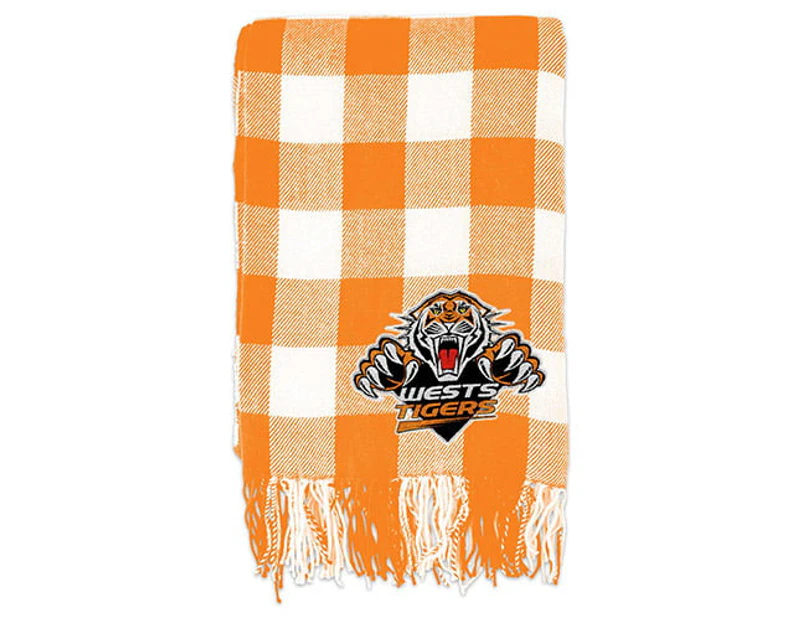 Wests Tigers NRL Rugby League TARTAN Fabric Large Throw Blanket