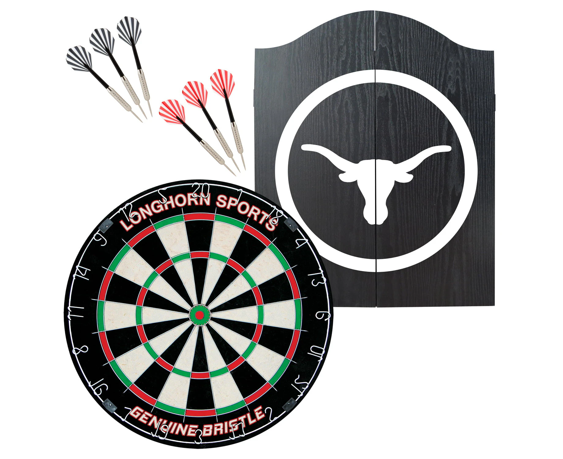 Formula Sports Longhorn Wall Mountable 56cm Cabinet/Dartboard/Brass Dart Set